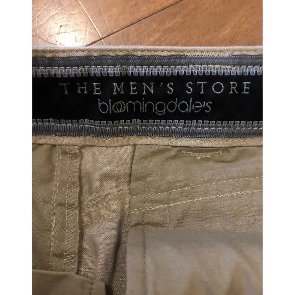 NWT Bloomingdales the mens store linen kahaki pants size 34 X 32